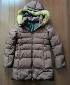 ダウンコート キッズ用　ファー＆フード付き　ブラウン　美品 ①