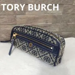 【美品】TORY BURCH キャンバス×レザー マルチケース マルチポーチ