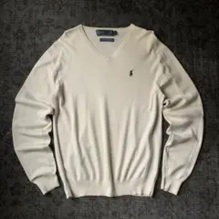 希少 POLO ポロ ラルフローレン ニット セーター 白 大人気 古着 ポニー