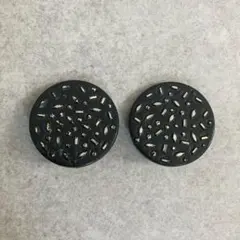 ヴィンテージイヤリング 大ぶり ラウンド ブラック ラメ