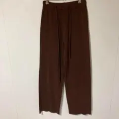 GRL ブラウン リブ編み ワイドパンツ