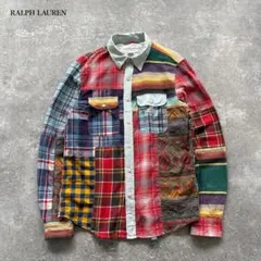 【DENIM&SUPPLY】 ラルフローレン マルチパターン パッチワークシャツ