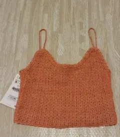 【新品】ZARA オレンジニットキャミ