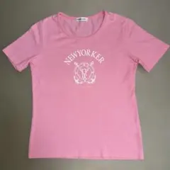 NEWYORKER 半袖Tシャツ ピンク ロゴプリントのサムネイル