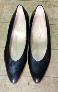 【未使用訳あり】パンプス　ミドルヒール　24cm　EE ヒール高　革製ブラック