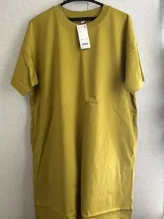 マスタード 半袖 Tシャツワンピース