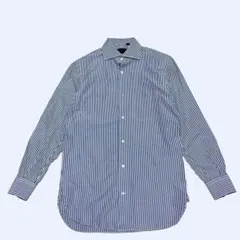 ユニバーサルランゲージ　長袖シャツ　メンズ　ストライプ　綿100%　46ショート