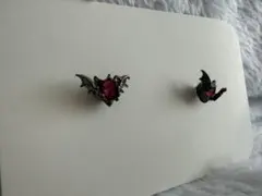 コウモリ ハート シルバー ピアス ペアセット