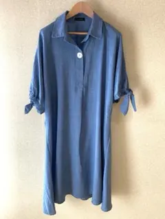TRUBE 五分袖 シャツワンピース デニムブルー