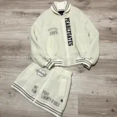 超美品 パーリーゲイツ カレッジロゴ ボア セットアップ 0 ブルゾン スカート