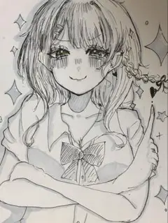 手書きイラスト　女の子　オリジナル