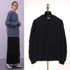 【新品同様】ブラミンク カシミヤ 100％ ケーブル ニット ブラック 38