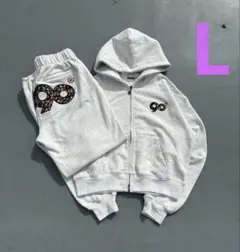 9090 セットアップ ブルー ロゴプリント 9090 Logo Zip Hoodie – YZ