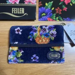 FEILER 花柄ティッシュポーチネイビー