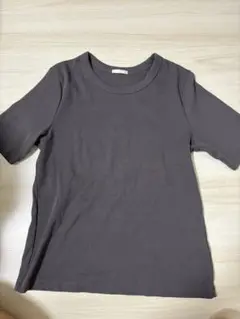 gu リブ半袖 グレー