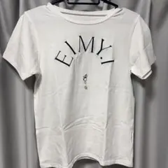 eimy istoire ロゴ刺繍 パール付き Tシャツ ホワイト