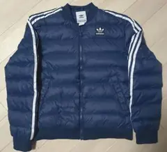 adidas スーパースター 3ライン キルティング ダウンジャケット ブルー