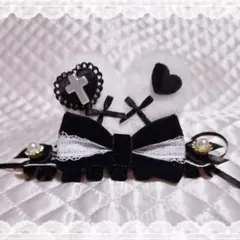 ぬい服 ヘッドドレス 10〜11cm うさ耳 ベルベットリボン 黒 【N04】