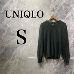 UNIQLO レディース S ダークグリーン カシミヤ100% Vネック セータ