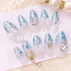 ネイルチップ ラメグラ フレンチガーリー ワンホン 量産型 韓国 グラデーション