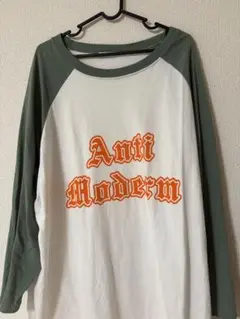 Anti Modern ラグランTシャツ ホワイト/グリーン