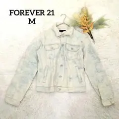 フォーエバー21 デニムジャケット(M)ベージュ ユーズド加工 フェミニン