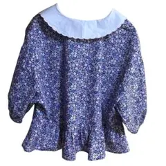 H&M 花柄五分袖ブラウス 紫系Lサイズ　デート