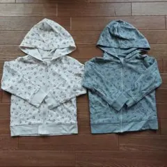 パーカー　2枚セット　110　ホワイト　グレー　花柄　西松屋　上着　トレーナー