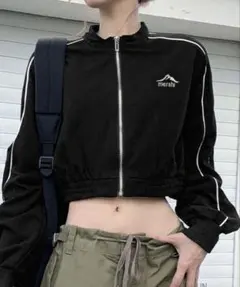 SHEIN ジップアップ クロップド パーカー