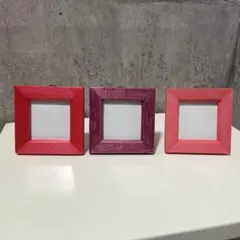 ミニ額　フォトフレーム ハンドメイド　S　ピンクセット　3点セット　　新品