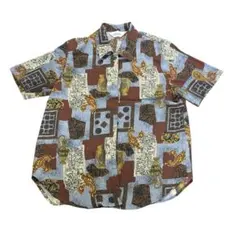 80s 総柄半袖シャツ　アンティーク　レディース　古着8#a