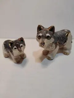 ハスキー犬の陶器彫刻2体セット De Rosa Rinconada リンコナダ