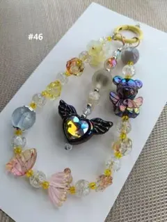 ストラップ　ハンドメイド　スマホ　ビーズストラップ #46