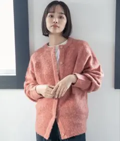 NANO universe 起毛ブークレ クルーネックワイドカーディガン