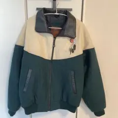 VAN JAC スタジャン 袖レザー 緑 BIG ONE ジュークボックス 古着 