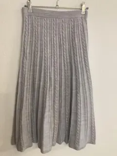 any sis S スフレケーブル　フレアニットスカート　ライトグレー