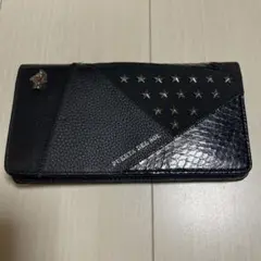 プエルタデルソル パッチワーク長財布 パイソン スタッズ ラウンドジップ