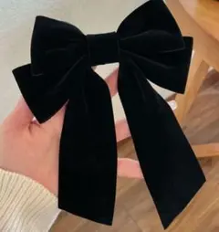 黒ビッグリボン 簡単ヘアピン 大きいリボン 黒リボンコスプレ 可愛いリボン