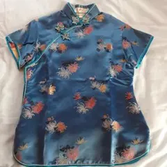 キッズチャイナ服トップス 花柄刺繍 半袖シャツ 34★コスプレに★送料込み