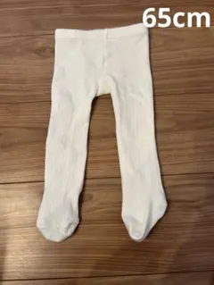 【まとめ売】　ホワイト リブ編み くまさんタイツ　ベビータイツ