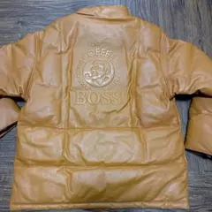 新品　未着用　希少　ボスジャン　レザースタジャン　BOSS レトロ 希少✨美品 サントリー BOSS 15周年記念ボスジャン レザージャケット