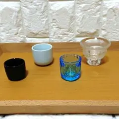 おちょこ 4種類セット　銀箔ガラス　陶器製　酒器　ぐい呑み