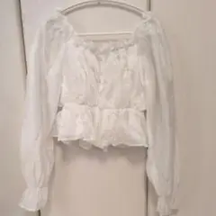 未使用　グレイル GRL 長袖白トップス 袖2Wayシアーギャザーブラウス