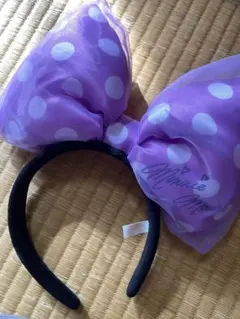 ミニーマウス 紫色 水玉 ヘアバンド