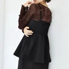 vis 【美easy】 ウーリッシュチュニック 丈 ビスチェ 黒 Fのサムネイル