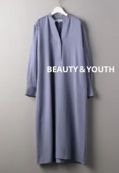 ビューティー＆ユース　ブロードバンドカラースキッパーシャツワンピース　ブルー　М