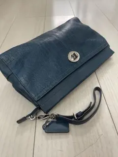 ダークブルー クロコダイル型押し ショルダーバッグ