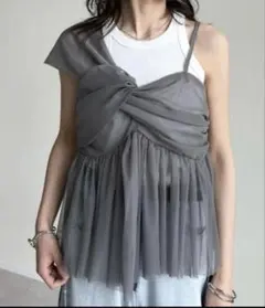 Re:EDIT チュールアシンメトリーデザインキャミソール