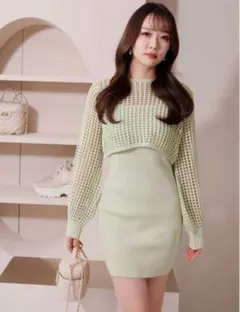 LIP SERVICE シアーニットレイヤードワンピース