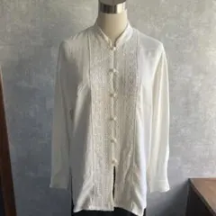 古着　ヴィンテージ レトロ　総柄シャツ　チャイナ風　used ビンテージ　希少